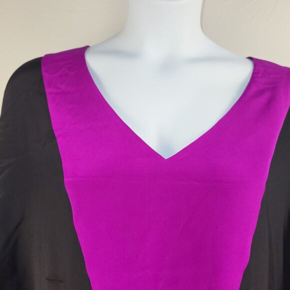 NEW Jay Godfrey Size 8 Silk Poncho-style Tunic Top / Dress Black & Purple Panel - Picture 4 of 7